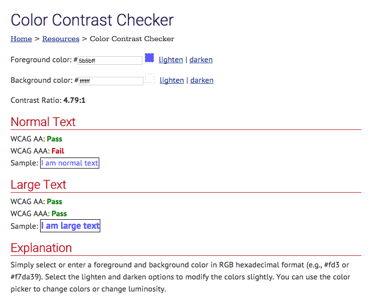 accessibility colour checker