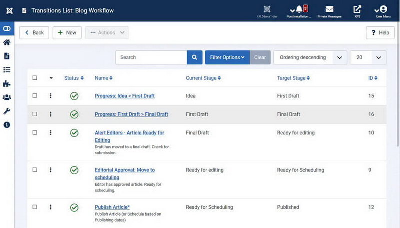 Workflow Transitions - Joomla 4 Workflow transitions