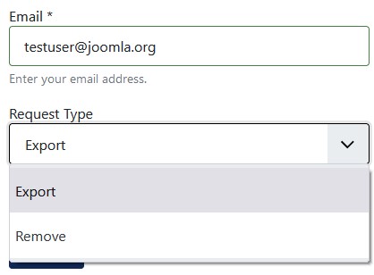 joomla4 privacy FE request