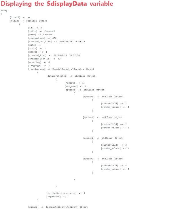 displaydata variable