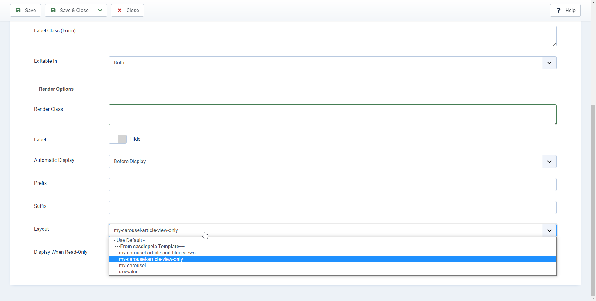 Assigning an Alternate Layout to the Custom Field