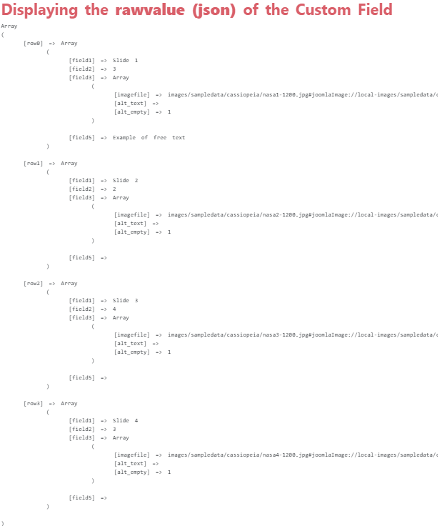 Rawvalue of the Custom Field