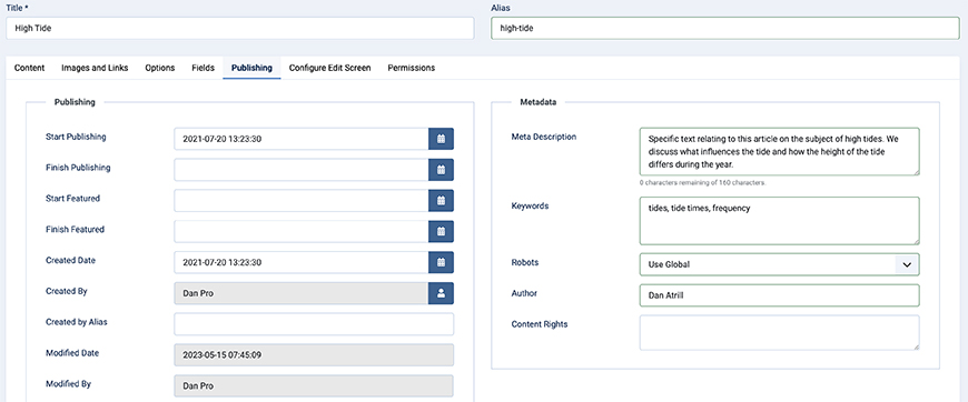 Joomla Article Metatdata Screen DJA Article04