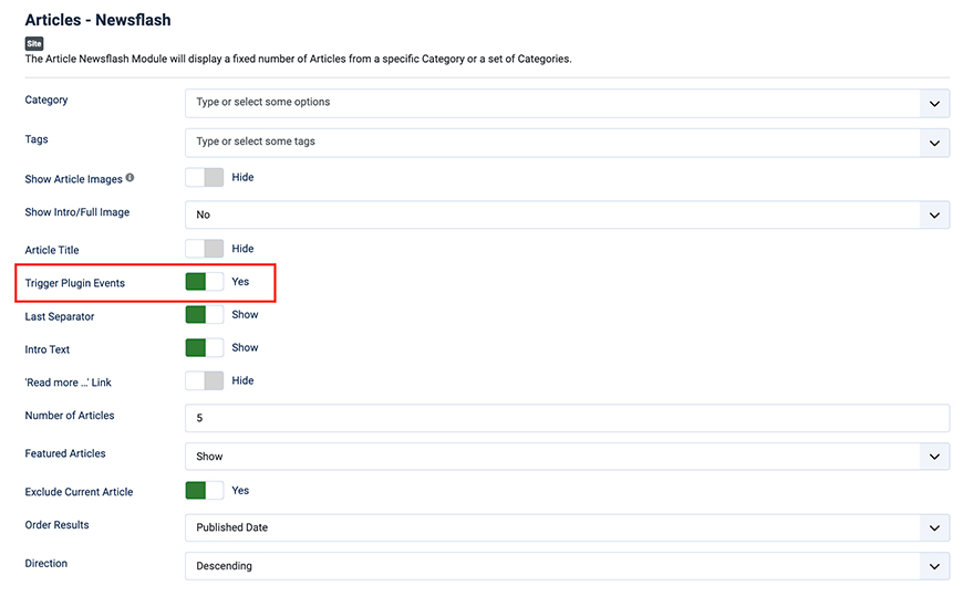 Article Newsflash Trigger Plugin Events