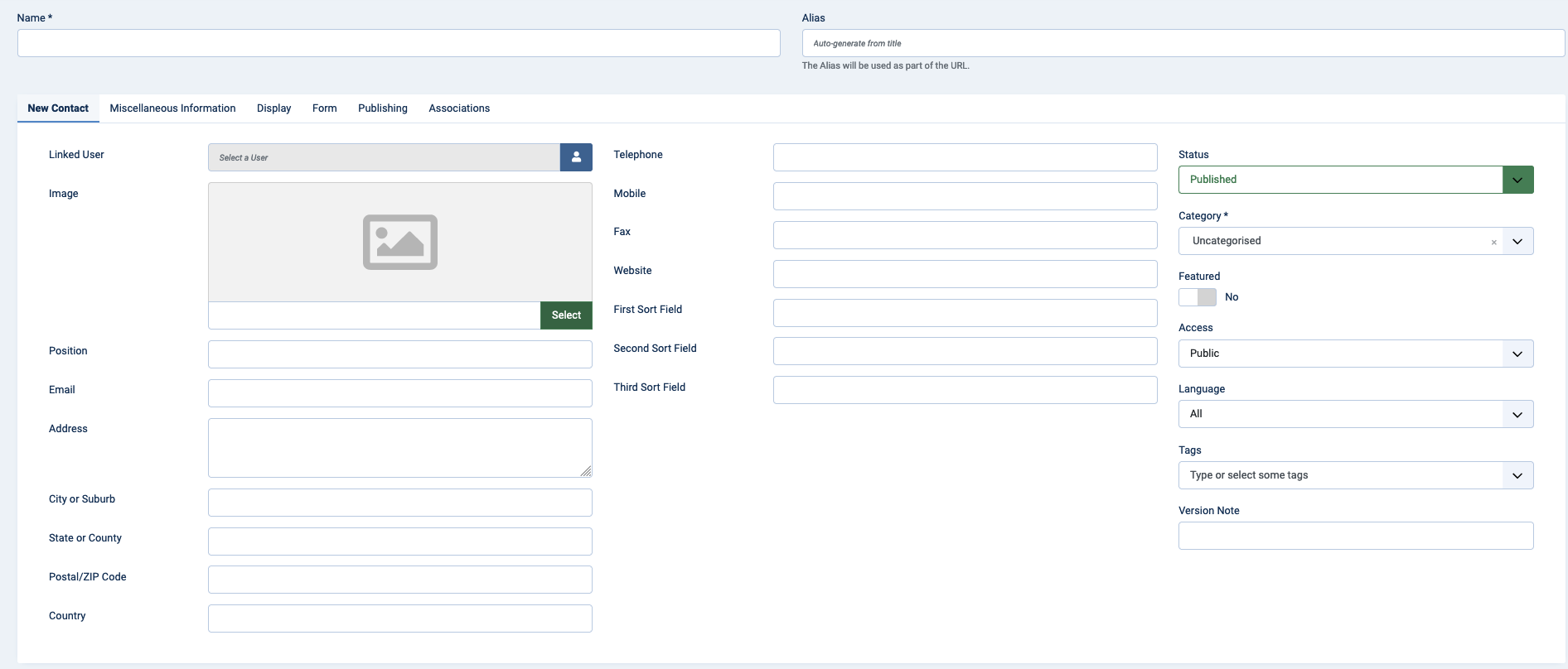 Figure 2: Contacts input screen