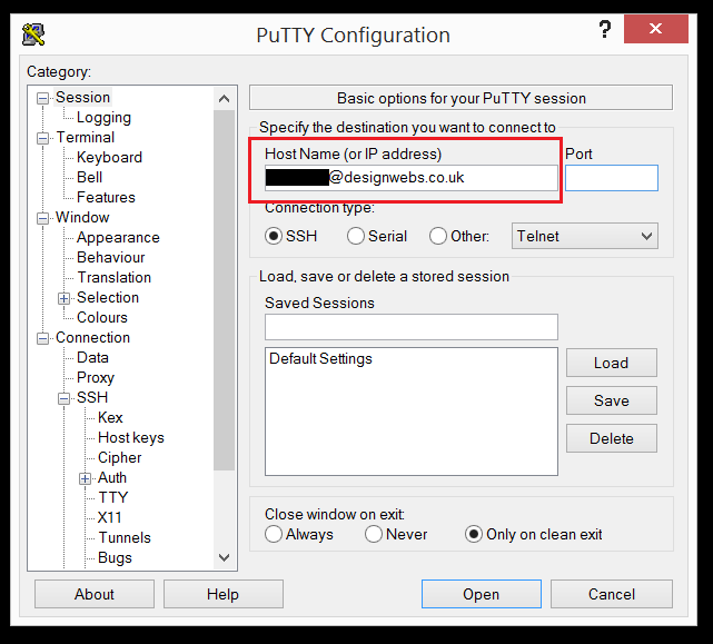 putty settings 1