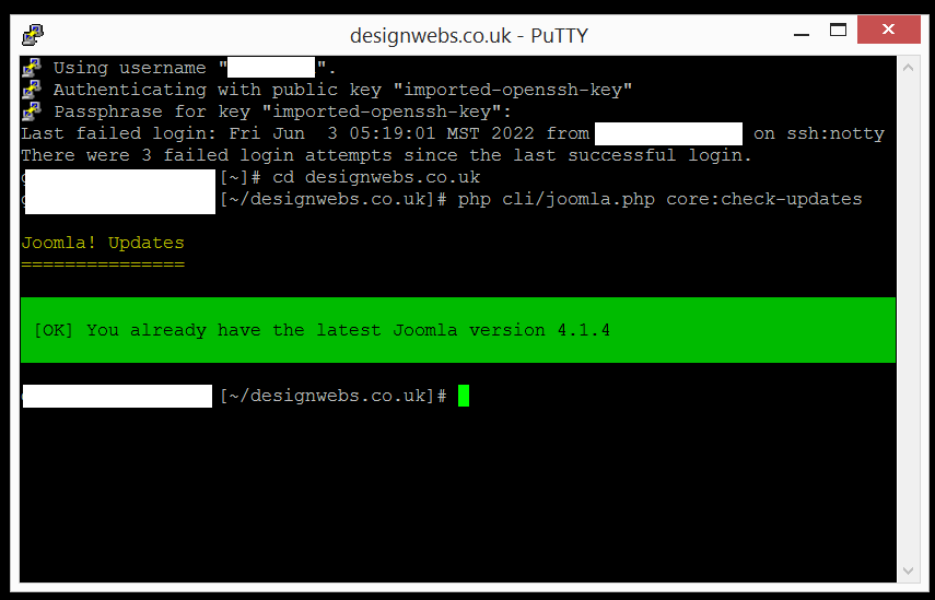 terminal joomla cli version