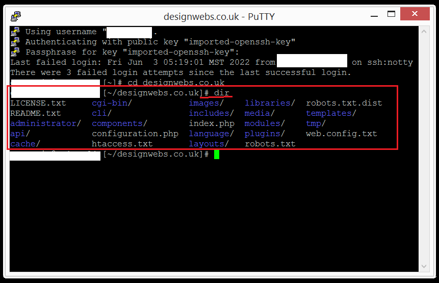 terminal joomla directory