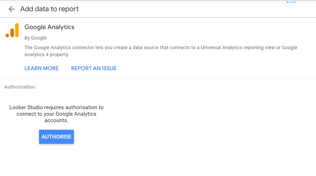 Looker Studio Analytics Authorisation 