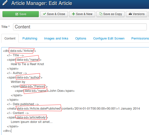 Microdata System Plugin backend usage