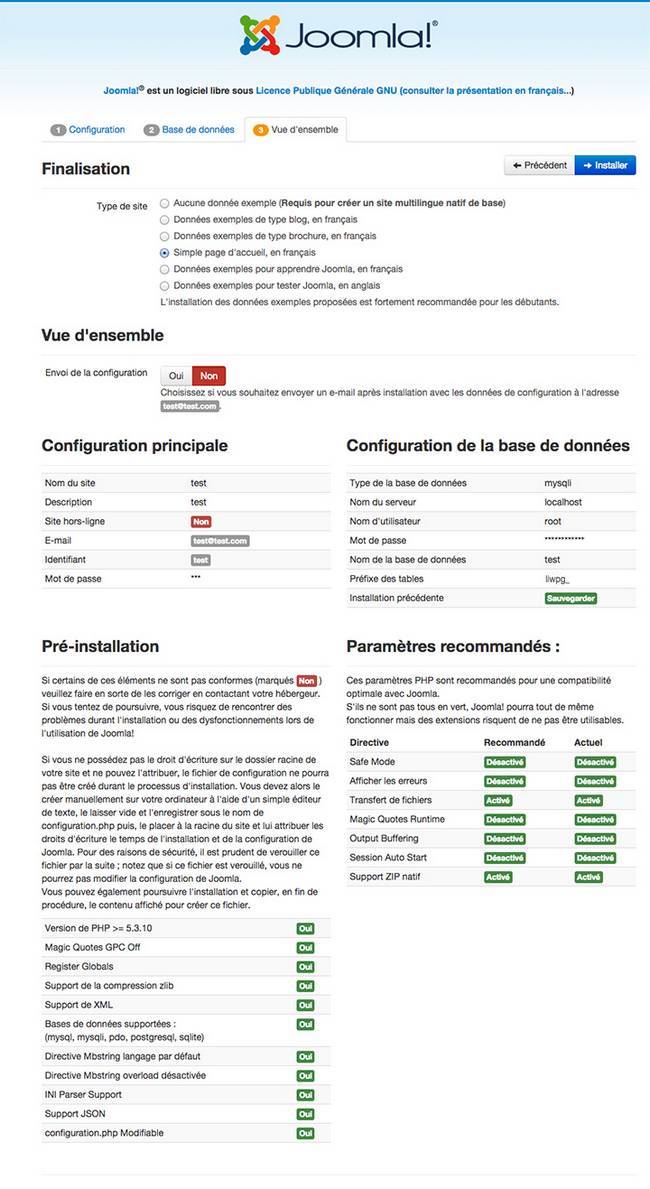 configuration joomla