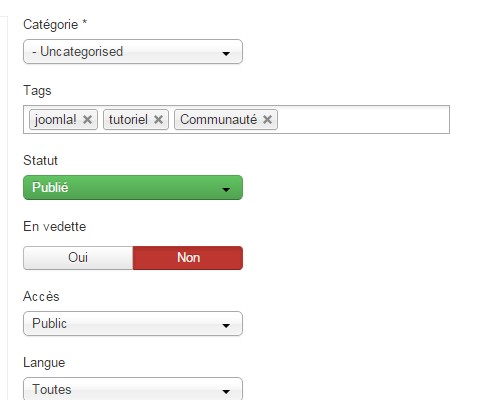 joomla tags saisie