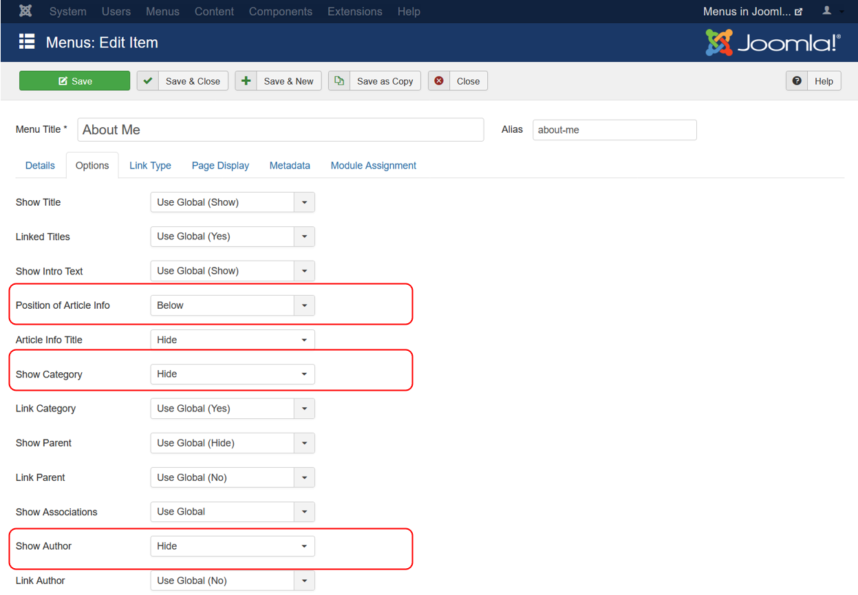 Screen 4: Set parameters in options