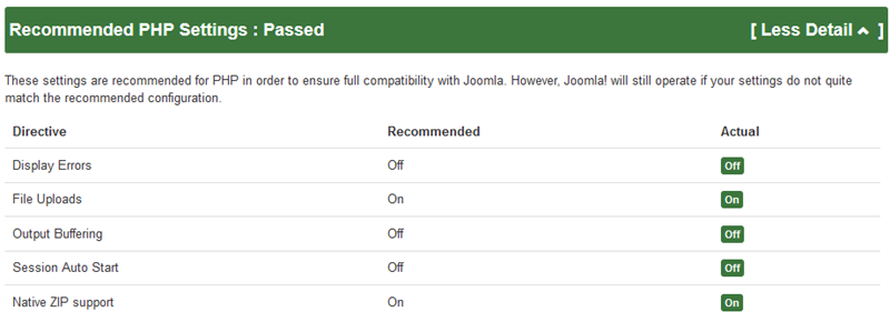 Pre-Update Check results: Recommended PHP Settings