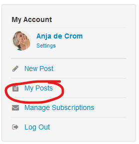 EasyBlog user menu - My posts