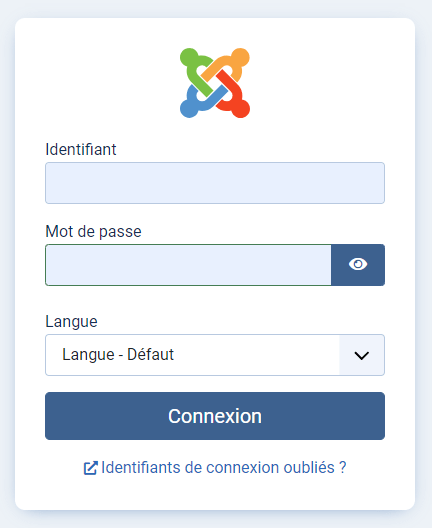 Login form Joomla backend