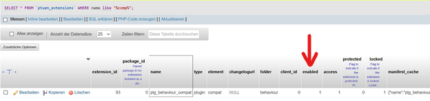 Set enabled status to 1 to enable the plugin in the extensions table of your database