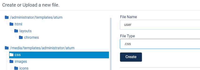 Joomla creation user.css file