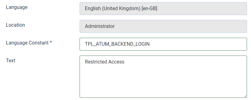 Joomla language override text