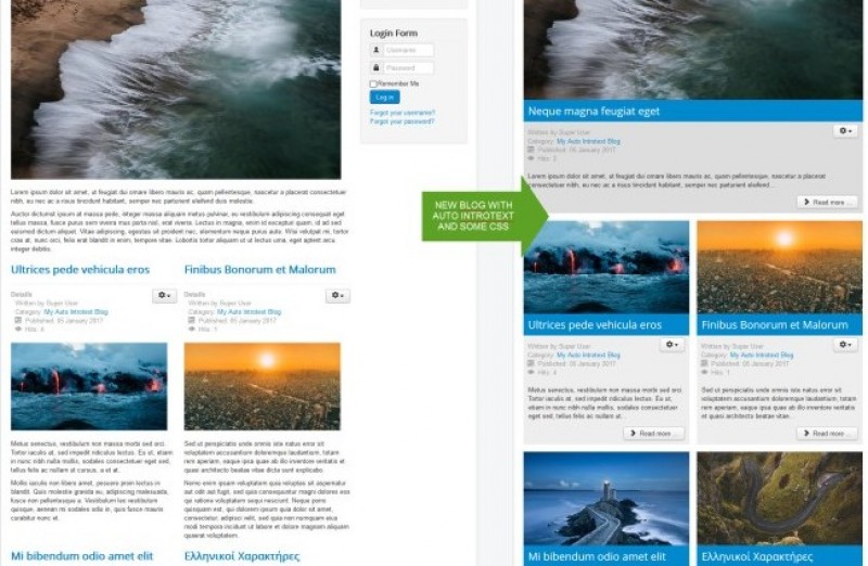 Blog category view with auto created introtext and new look