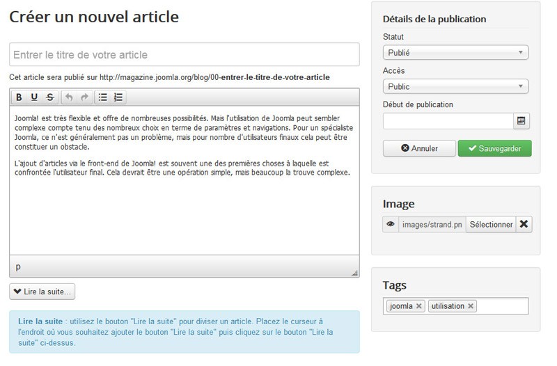 La création d'un article avec Joomla! n'a jamais été aussi facile !