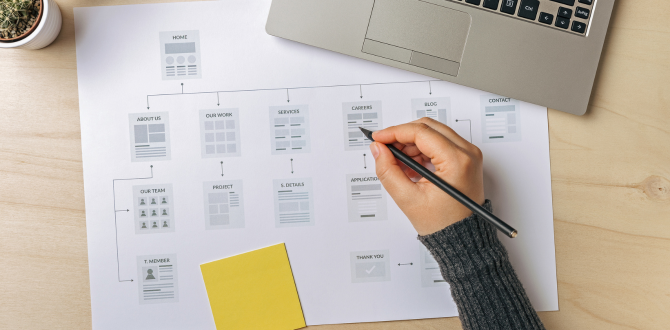 a person drawing out a sitemap