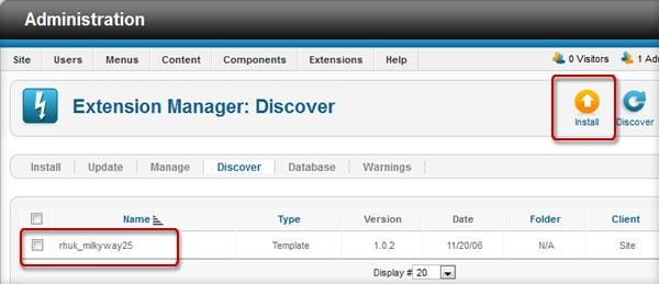 Choose the Joomla 2.5 template to install