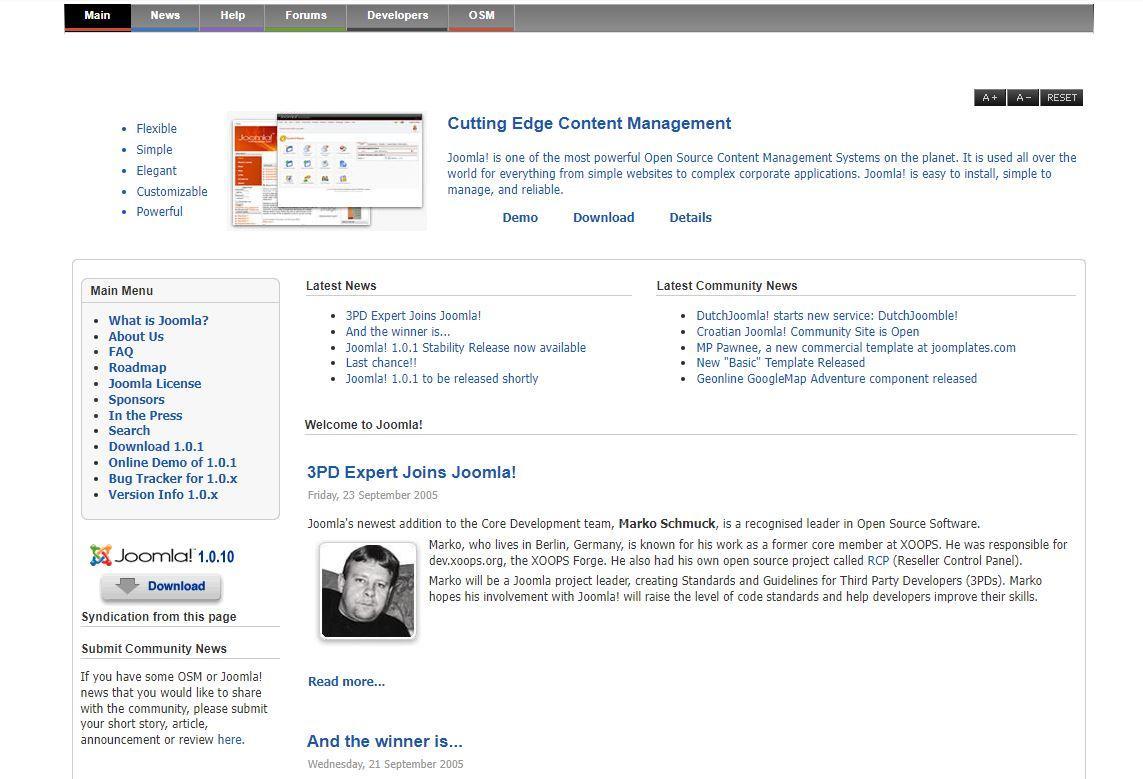 joomla org earliest