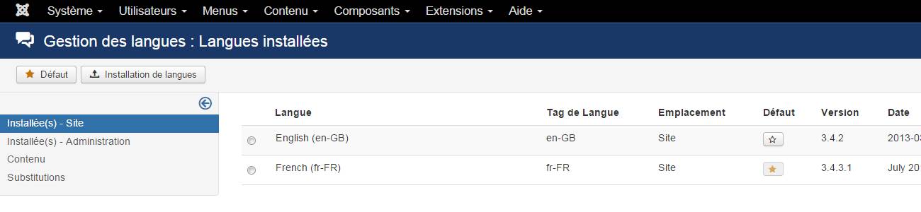 joomla gestion langues