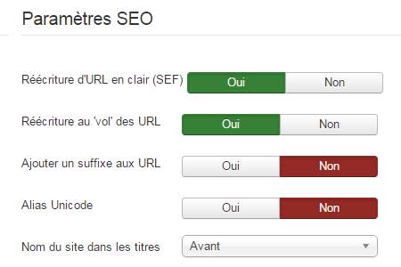 joomla parametres seo
