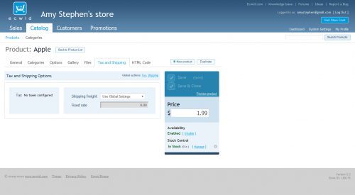 ecwid configuration tax and shippin
