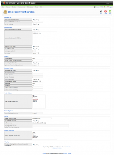 simplecaddy configuration