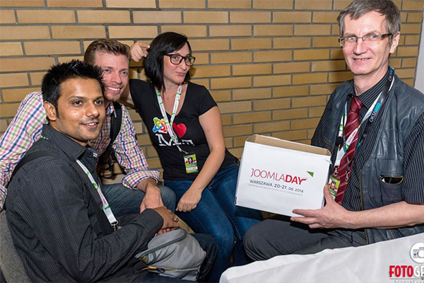 Saurabh Shah, David Hurley, Danuta Idzik和Stefan Wajda在2014年JoomlaDay波兰