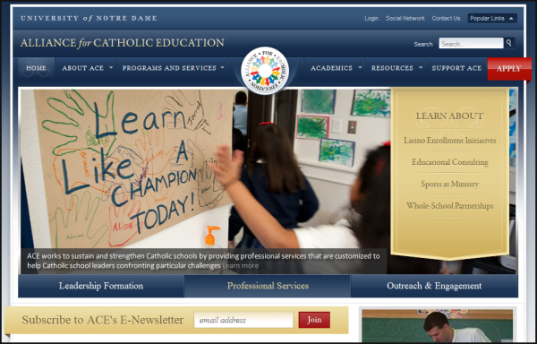 Popular websites using Joomla | ACE University of Notre Dame
