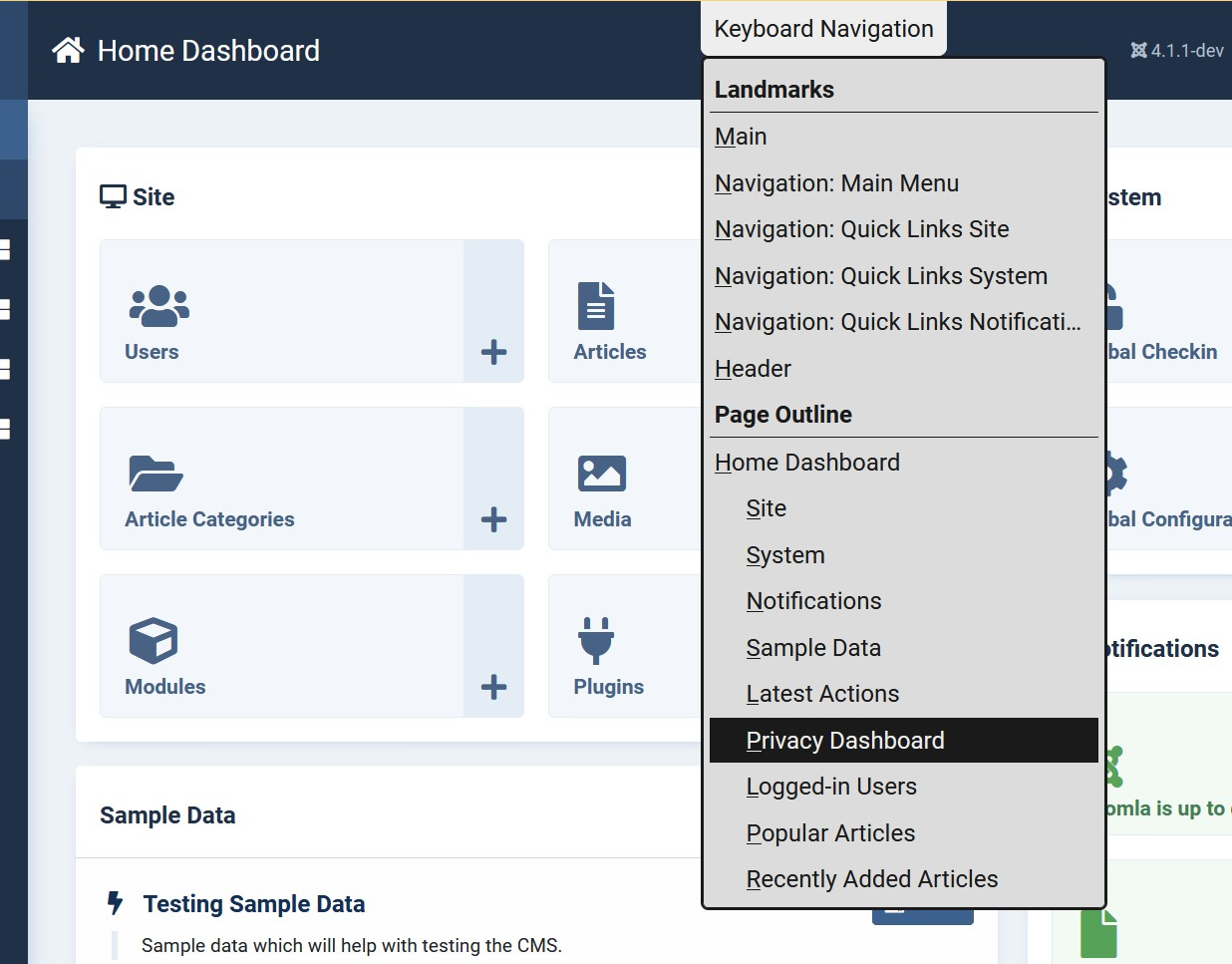 a11y navigation open backend